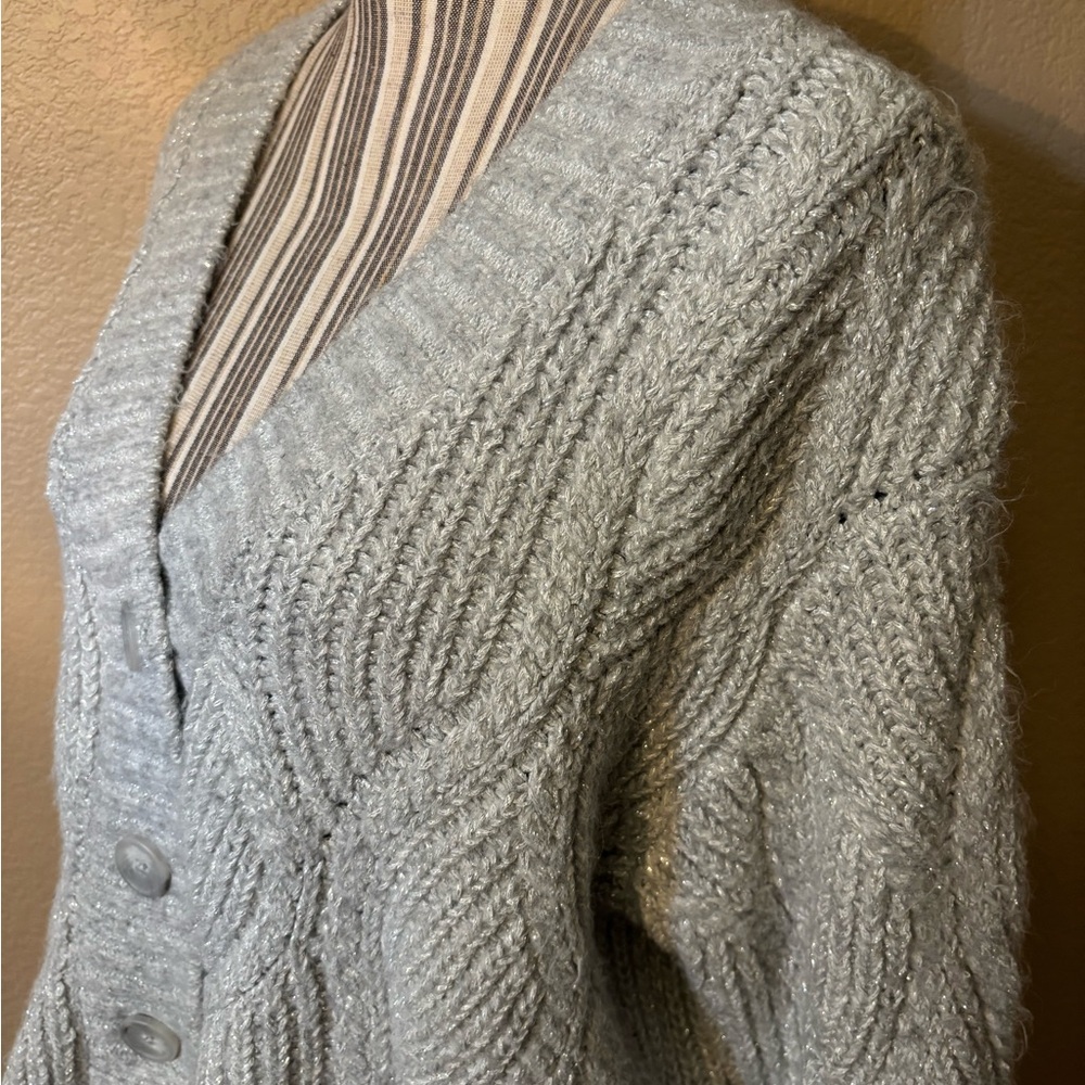 Universal Thread Cardigan Medium Silver Gray Lure… - image 7